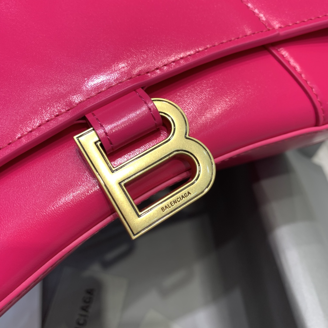 Balenciaga Hourglass Small Handbag Box Calfskin Shoulder Bag Red/Gold